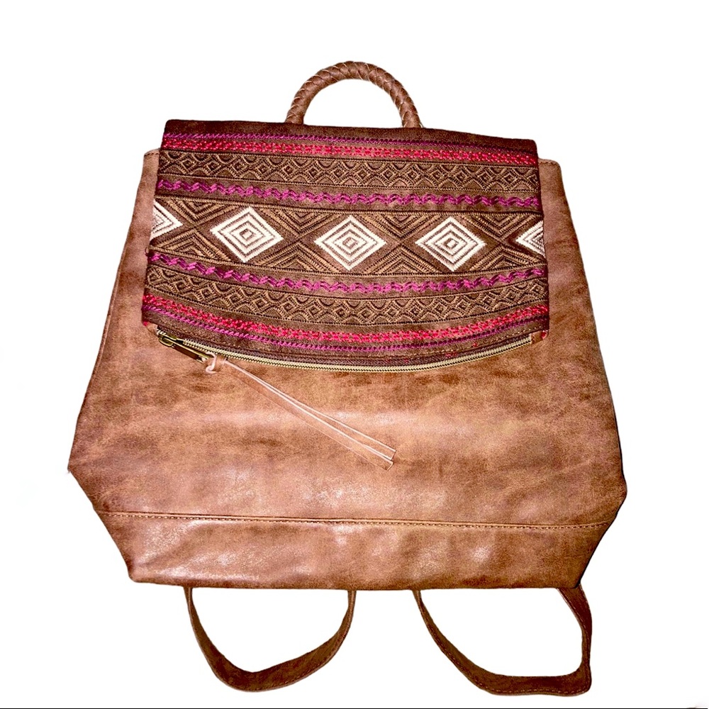 Hippie Boho Leather Backpack